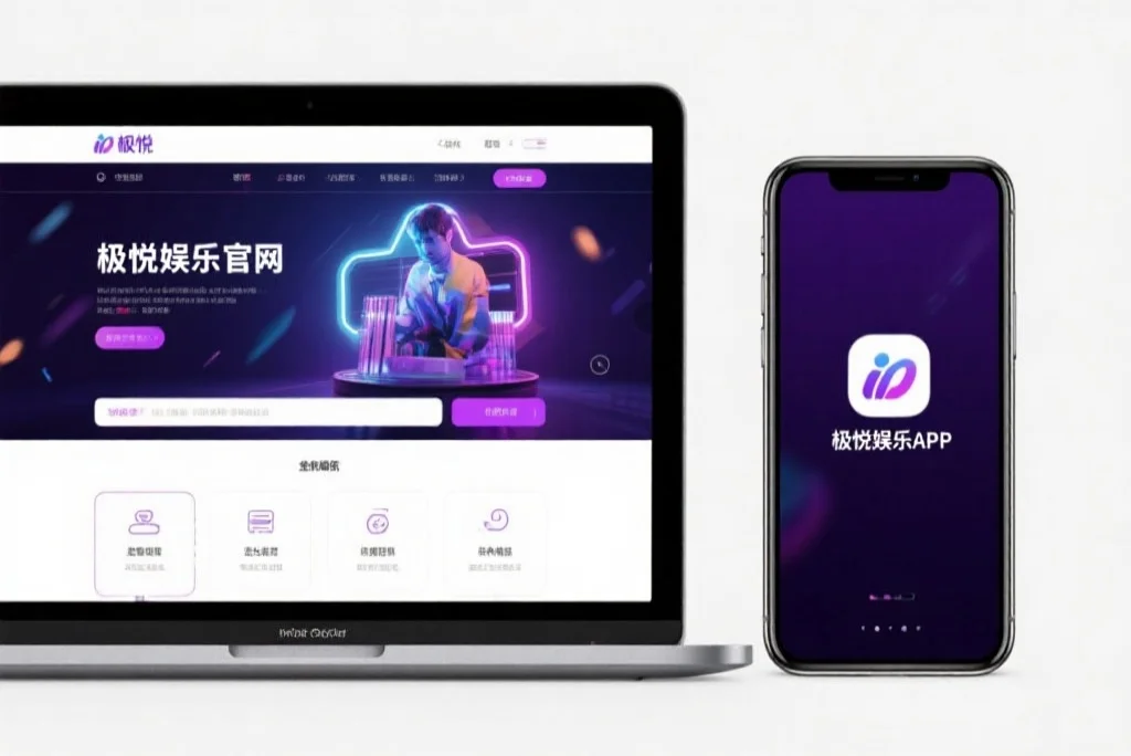 一台笔记本电脑屏幕上显示着泰达娱乐官网的界面，旁边是一部手机显示着泰达娱乐APP，两者并列对比